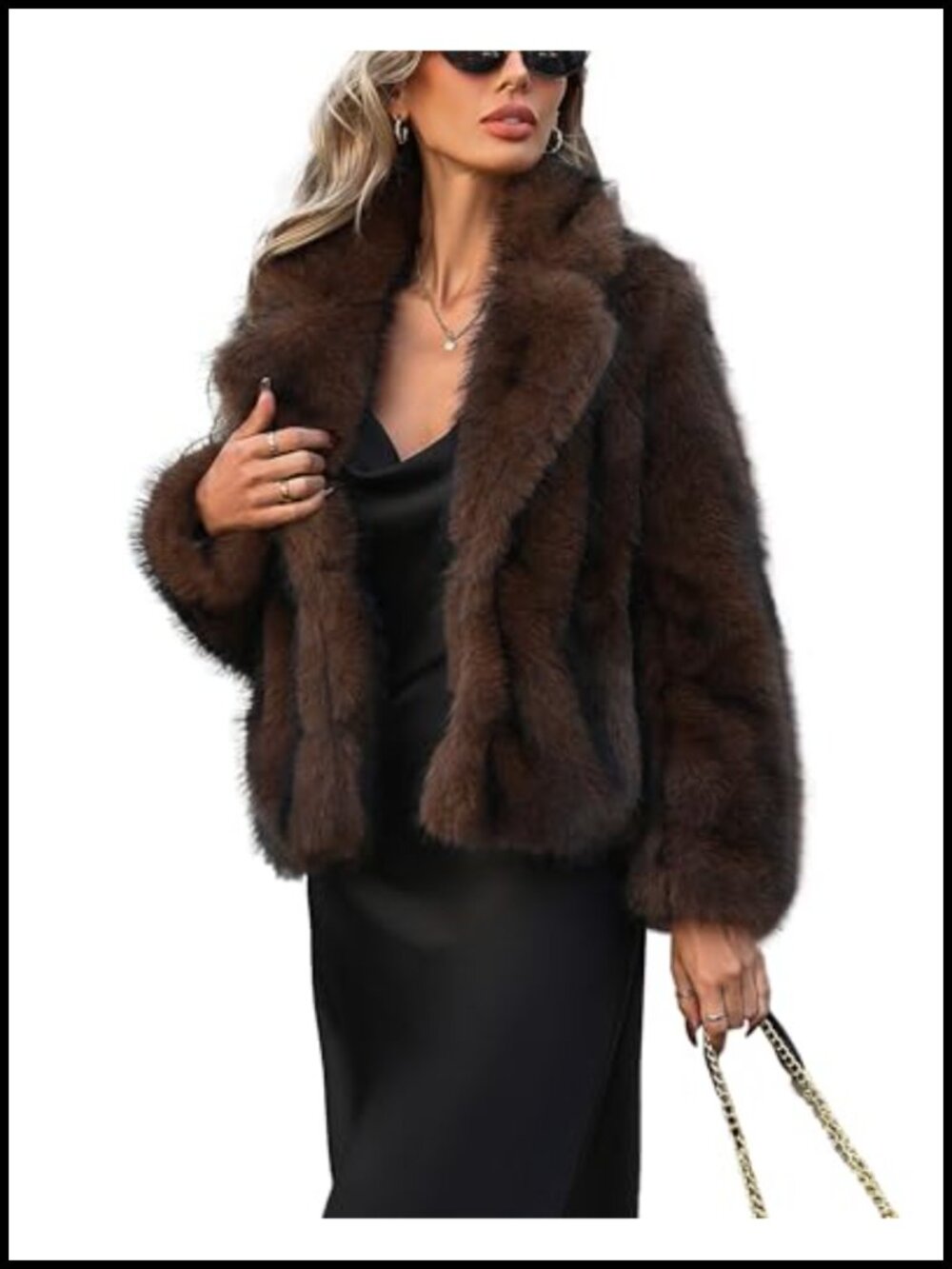 Faux Fur Coat Open Front Long Sleeve Pockets Winter Jacket